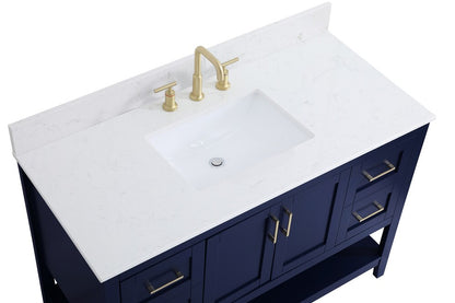Elegant Furniture & Lighting - Aubrey 48 inch Single Bathroom Vanity in Blue with Backsplash - VF16048BL-BS veiw 3