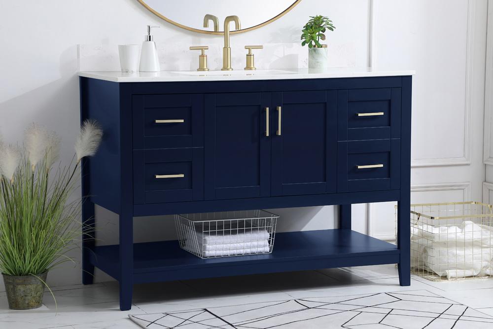 Elegant Furniture & Lighting - Aubrey 48 inch Single Bathroom Vanity in Blue with Backsplash - VF16048BL-BS veiw 8