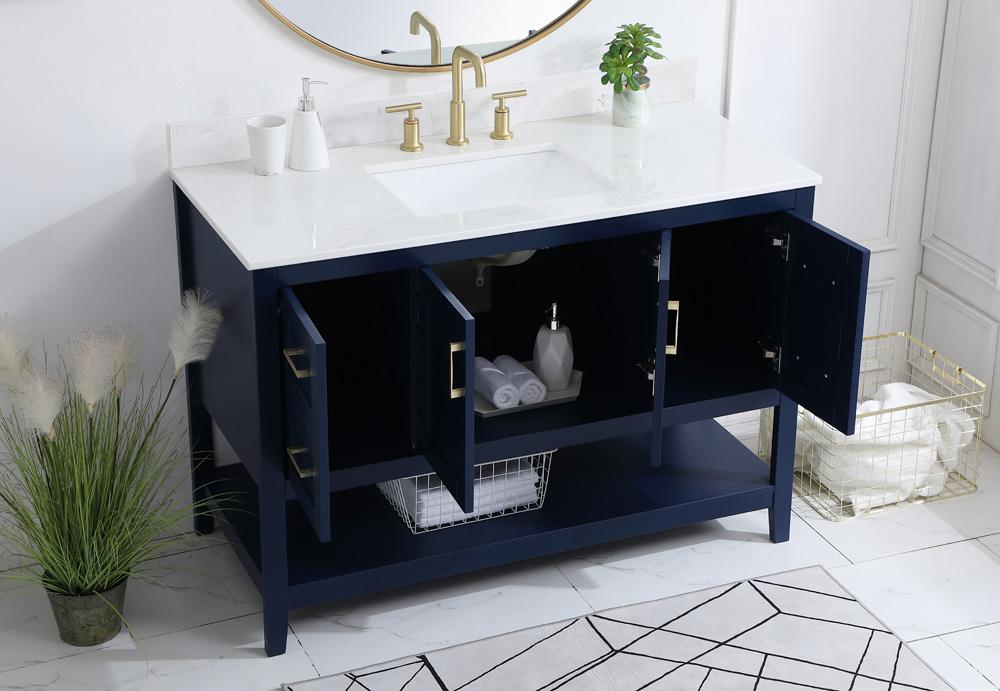 Elegant Furniture & Lighting - Aubrey 48 inch Single Bathroom Vanity in Blue with Backsplash - VF16048BL-BS veiw 9