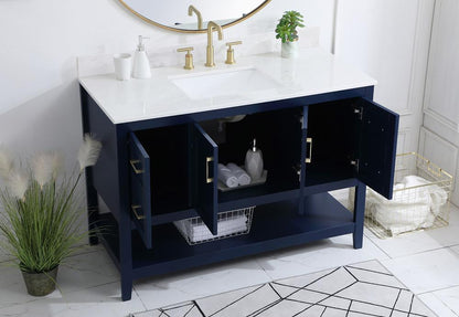 Elegant Furniture & Lighting - Aubrey 48 inch Single Bathroom Vanity in Blue with Backsplash - VF16048BL-BS veiw 9