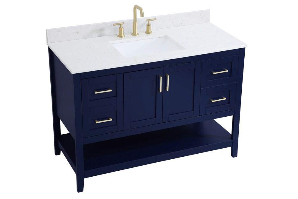 Elegant Furniture & Lighting - Aubrey 48 inch Single Bathroom Vanity in Blue with Backsplash - VF16048BL-BS veiw 14