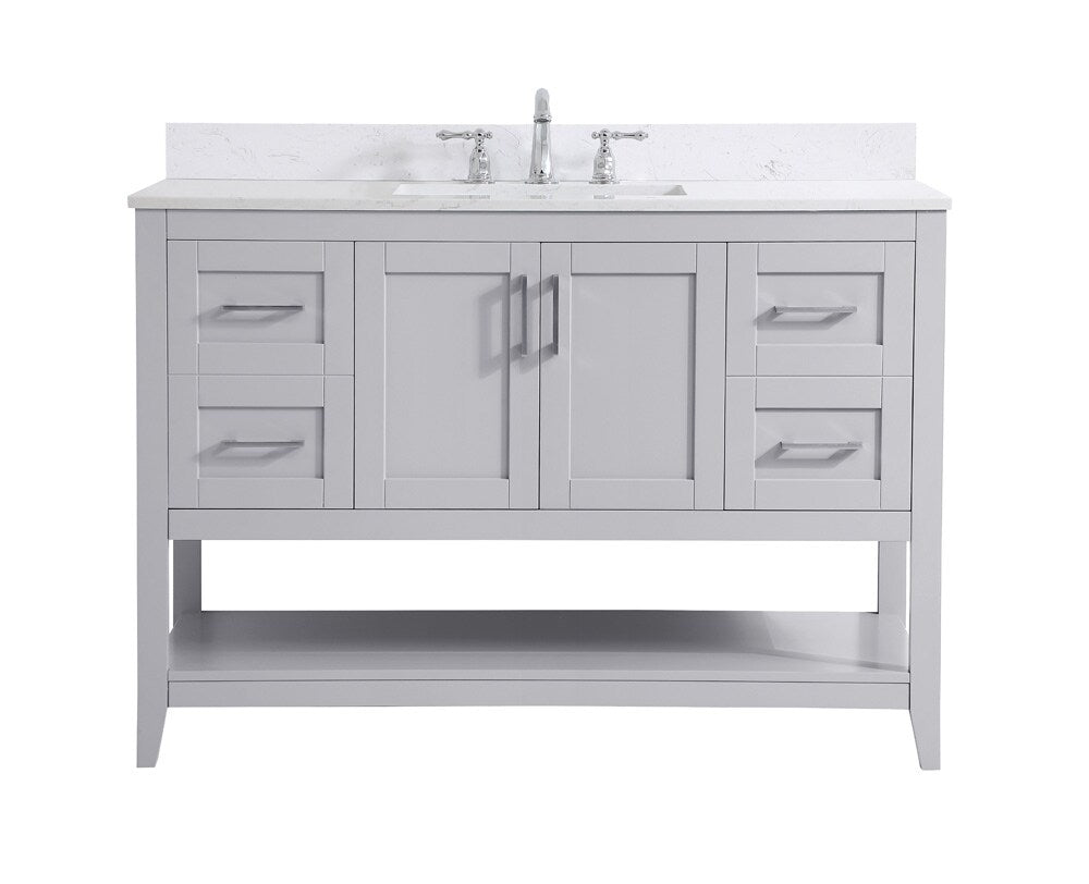 Elegant Furniture & Lighting - Aubrey 48 inch Single Bathroom Vanity in Grey with Backsplash - VF16048GR-BS veiw 1