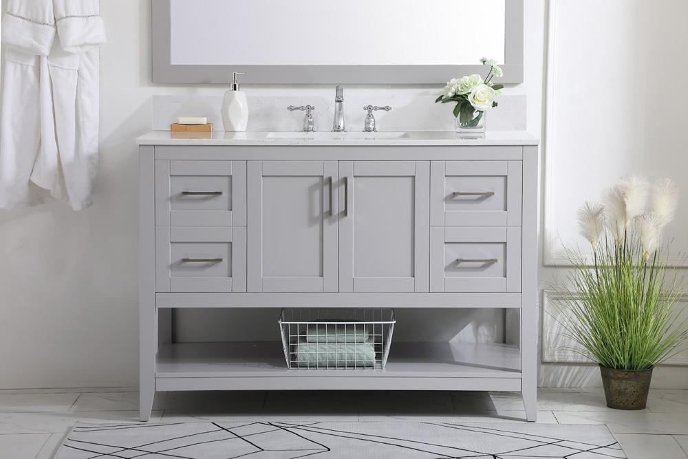 Elegant Furniture & Lighting - Aubrey 48 inch Single Bathroom Vanity in Grey with Backsplash - VF16048GR-BS veiw 2