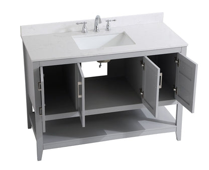 Elegant Furniture & Lighting - Aubrey 48 inch Single Bathroom Vanity in Grey with Backsplash - VF16048GR-BS veiw 3