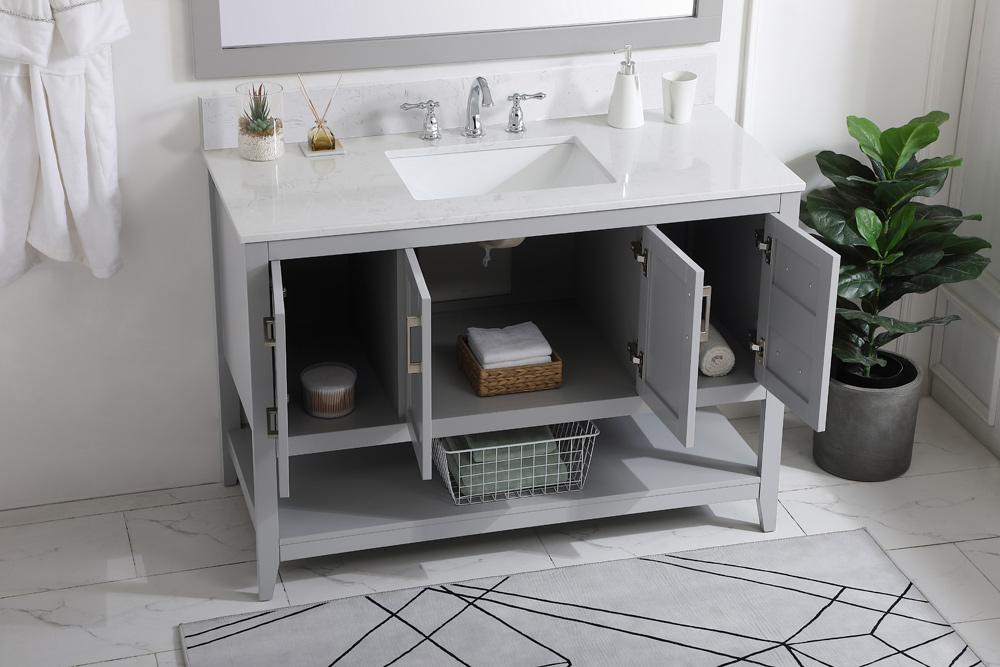 Elegant Furniture & Lighting - Aubrey 48 inch Single Bathroom Vanity in Grey with Backsplash - VF16048GR-BS veiw 9
