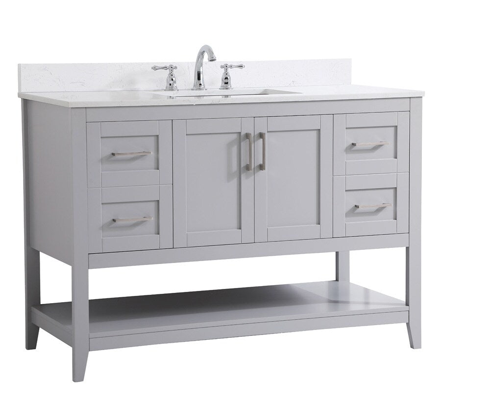 Elegant Furniture & Lighting - Aubrey 48 inch Single Bathroom Vanity in Grey with Backsplash - VF16048GR-BS veiw 14