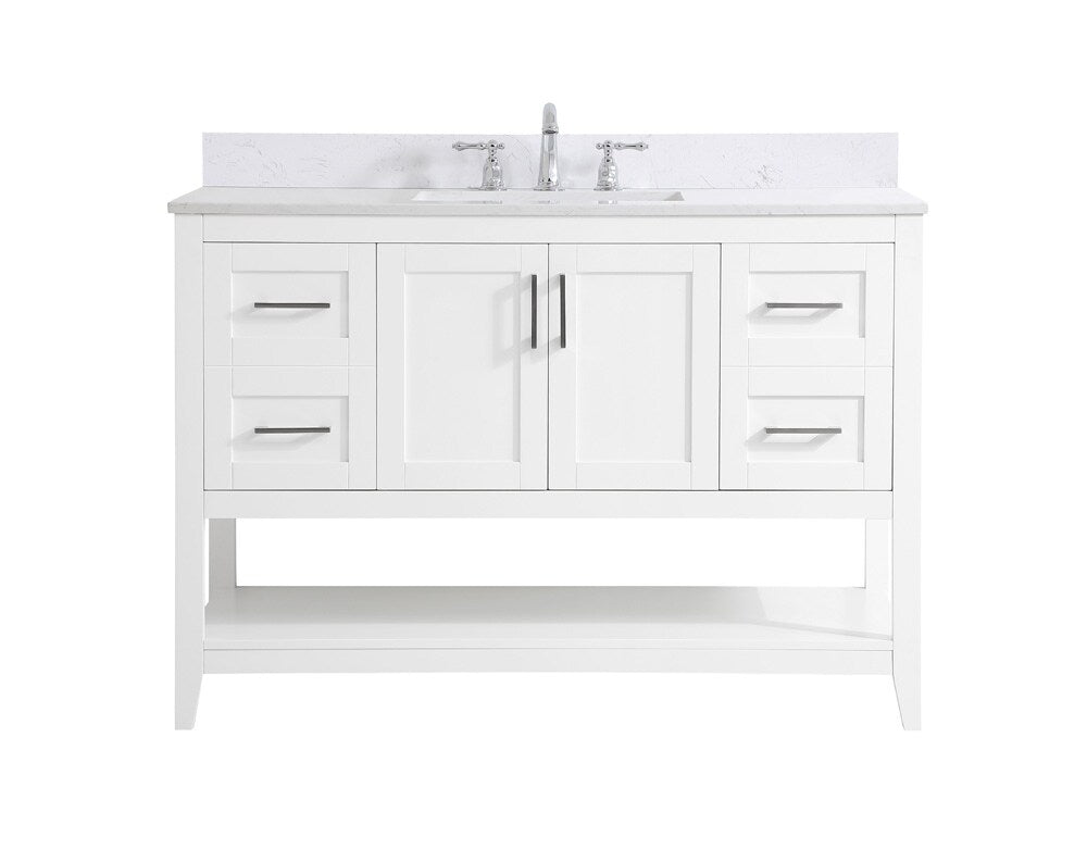 Elegant Furniture & Lighting - Aubrey 48 inch Single Bathroom Vanity in White with Backsplash - VF16048WH-BS veiw 1