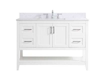Elegant Furniture & Lighting - Aubrey 48 inch Single Bathroom Vanity in White with Backsplash - VF16048WH-BS veiw 1