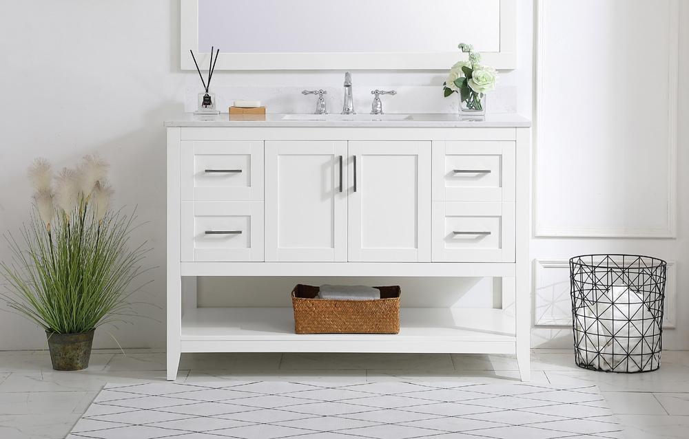 Elegant Furniture & Lighting - Aubrey 48 inch Single Bathroom Vanity in White with Backsplash - VF16048WH-BS veiw 2