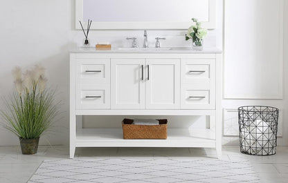 Elegant Furniture & Lighting - Aubrey 48 inch Single Bathroom Vanity in White with Backsplash - VF16048WH-BS veiw 2