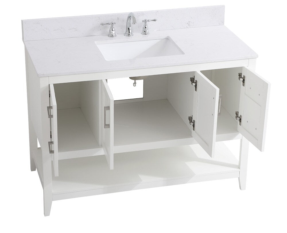 Elegant Furniture & Lighting - Aubrey 48 inch Single Bathroom Vanity in White with Backsplash - VF16048WH-BS veiw 3