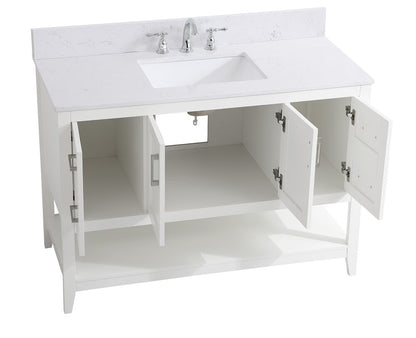 Elegant Furniture & Lighting - Aubrey 48 inch Single Bathroom Vanity in White with Backsplash - VF16048WH-BS veiw 3