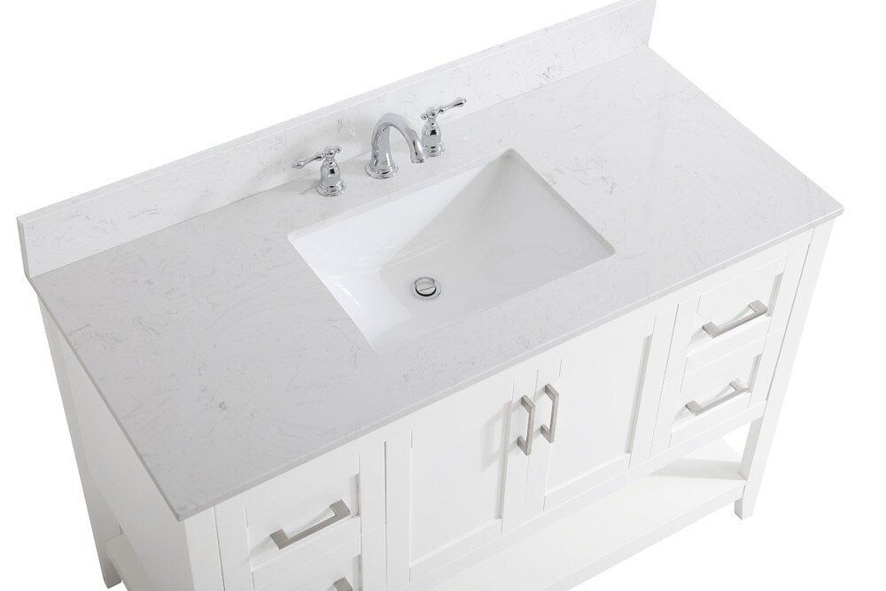 Elegant Furniture & Lighting - Aubrey 48 inch Single Bathroom Vanity in White with Backsplash - VF16048WH-BS veiw 4