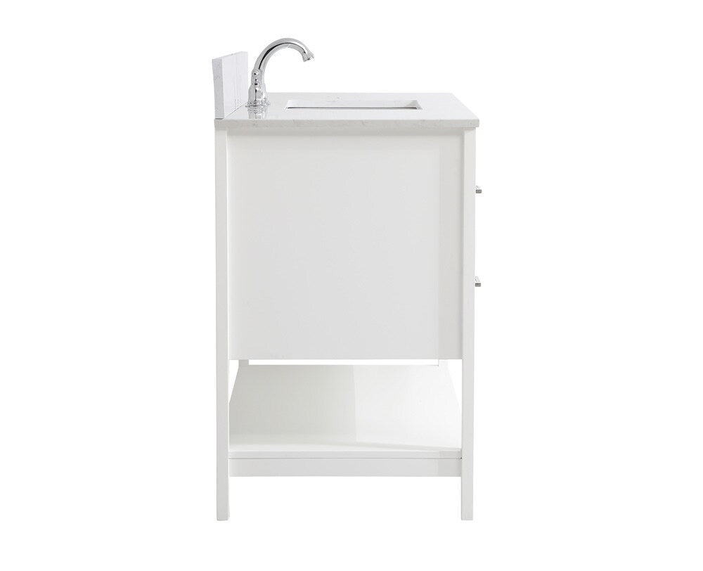 Elegant Furniture & Lighting - Aubrey 48 inch Single Bathroom Vanity in White with Backsplash - VF16048WH-BS veiw 7