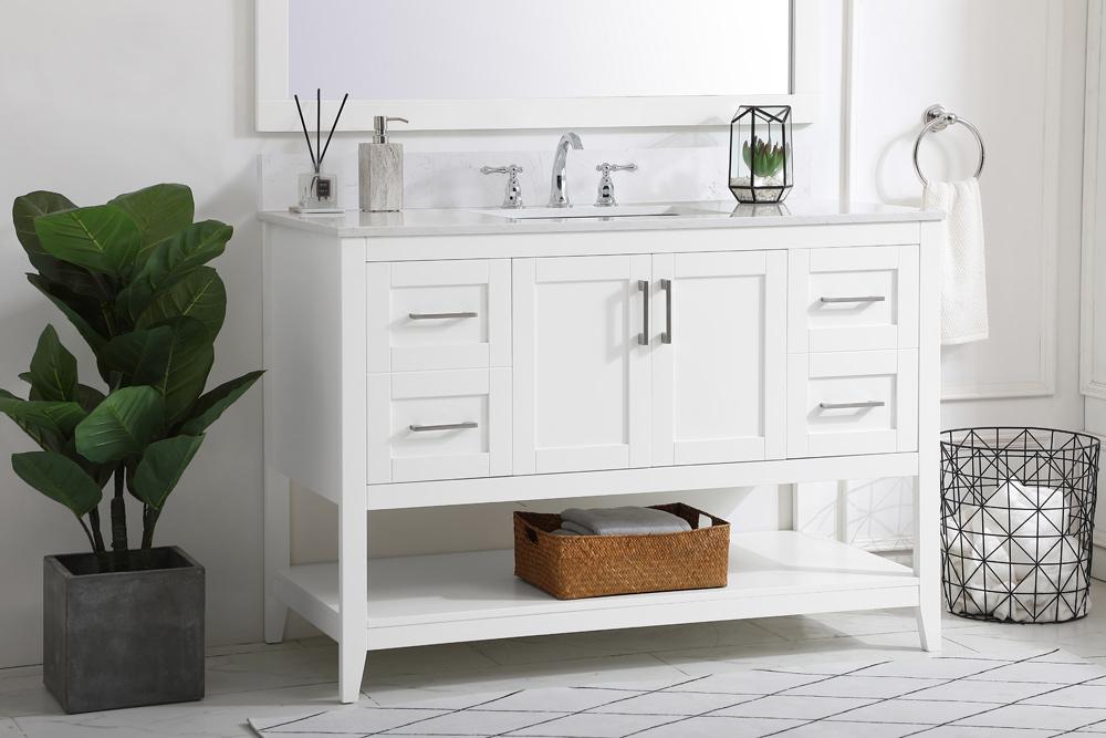 Elegant Furniture & Lighting - Aubrey 48 inch Single Bathroom Vanity in White with Backsplash - VF16048WH-BS veiw 8