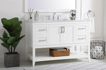 Elegant Furniture & Lighting - Aubrey 48 inch Single Bathroom Vanity in White with Backsplash - VF16048WH-BS veiw 8
