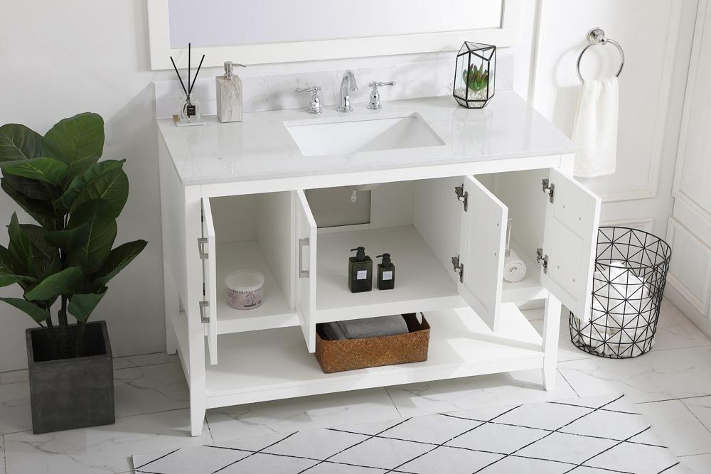 Elegant Furniture & Lighting - Aubrey 48 inch Single Bathroom Vanity in White with Backsplash - VF16048WH-BS veiw 9