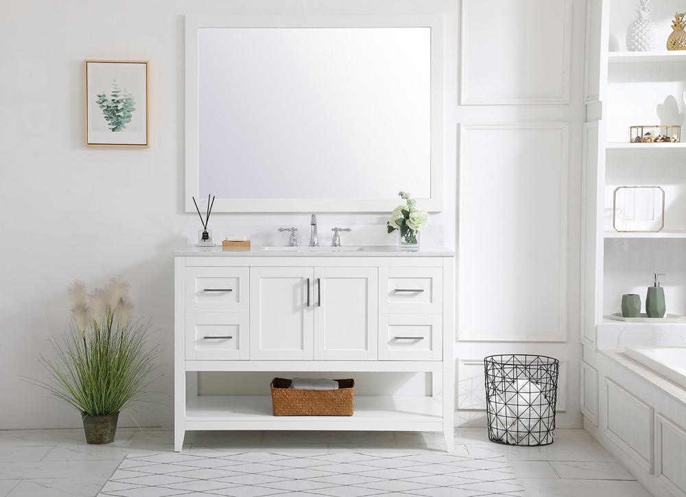 Elegant Furniture & Lighting - Aubrey 48 inch Single Bathroom Vanity in White with Backsplash - VF16048WH-BS veiw 13