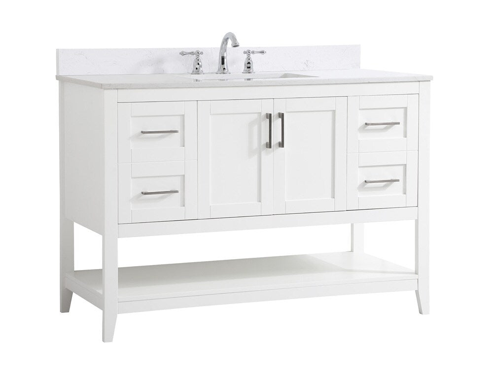 Elegant Furniture & Lighting - Aubrey 48 inch Single Bathroom Vanity in White with Backsplash - VF16048WH-BS veiw 14
