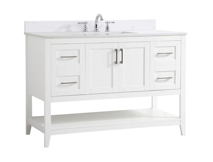 Elegant Furniture & Lighting - Aubrey 48 inch Single Bathroom Vanity in White with Backsplash - VF16048WH-BS veiw 14