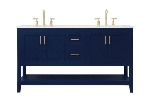 Elegant Furniture & Lighting - Aubrey 60 inch Double Bathroom Vanity in Blue - VF16060DBL veiw 1