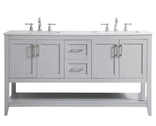 Elegant Furniture & Lighting - Aubrey 60 inch Double Bathroom Vanity in Grey - VF16060DGR veiw 1