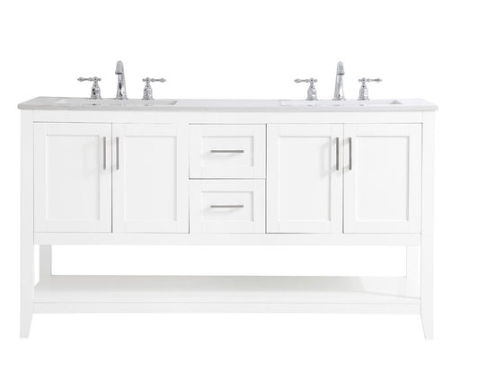 Elegant Furniture & Lighting - Aubrey 60 inch Double Bathroom Vanity in White - VF16060DWH veiw 1