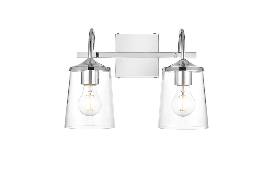 Elegant Furniture & Lighting - Avani 2 light Chrome and Clear Bath Sconce - LD7313W14CH veiw 1