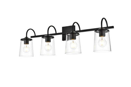 Elegant Furniture & Lighting - Avani 4 light Black and Clear Bath Sconce - LD7313W33BLK veiw 1