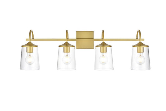 Elegant Furniture & Lighting - Avani 4 light Brass and Clear Bath Sconce - LD7313W33BRA veiw 1