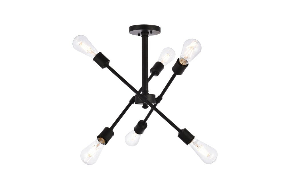 Elegant Furniture & Lighting - Axel 6 lights black flushmount - LD8003D17BLA veiw 1
