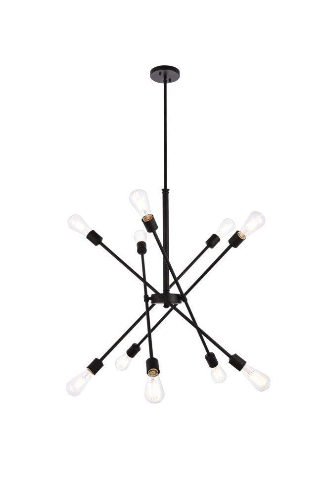 Elegant Furniture & Lighting - Axel 10 lights black pendant with hanging rod - LD8003D28BLA veiw 1