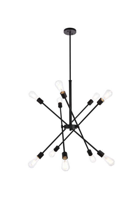 Elegant Furniture & Lighting - Axel 10 lights black pendant with hanging rod - LD8003D28BLA veiw 1