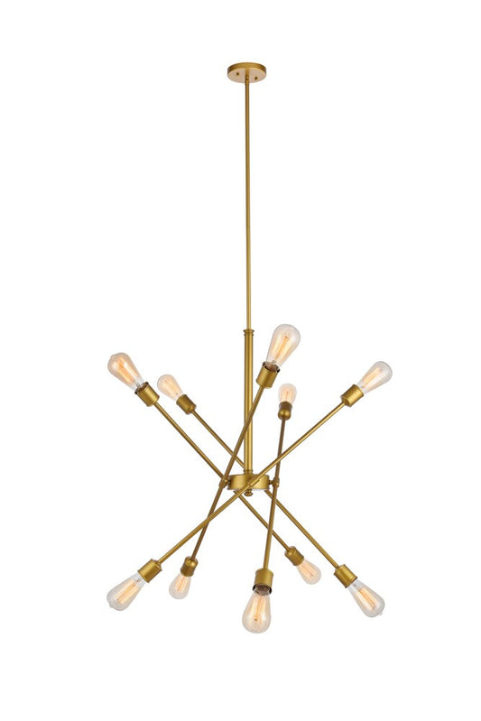 Elegant Furniture & Lighting - Axel 10 Lights Brass Pendant - LD8019D28BR veiw 1