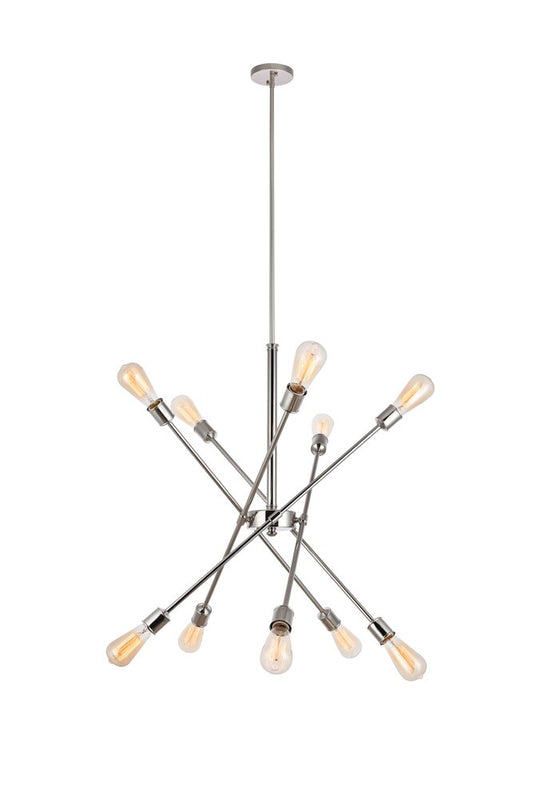 Elegant Furniture & Lighting - Axel 10 Lights polished Nickel Pendant - LD8018D28PN veiw 1