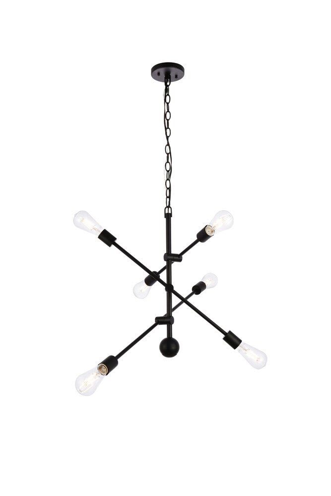 Elegant Furniture & Lighting - Axel 6 lights black pendant with chain - LD8006D29BLA veiw 1
