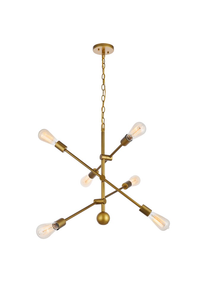 Elegant Furniture & Lighting - Axel 6 Lights Brass Pendant - LD8008D29BR veiw 1