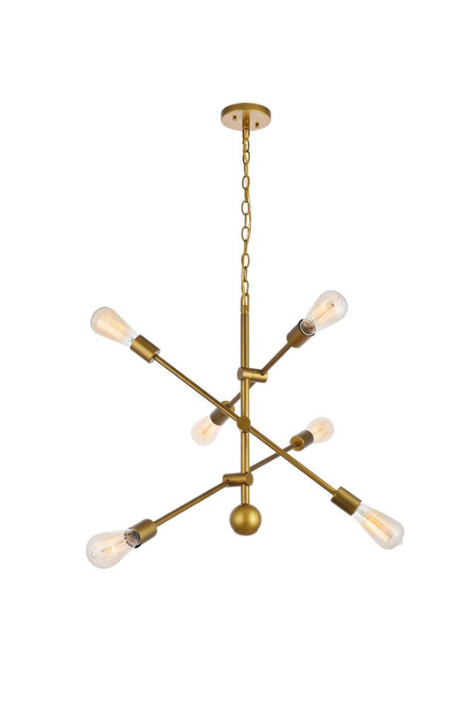 Elegant Furniture & Lighting - Axel 6 Lights Brass Pendant - LD8008D29BR veiw 1