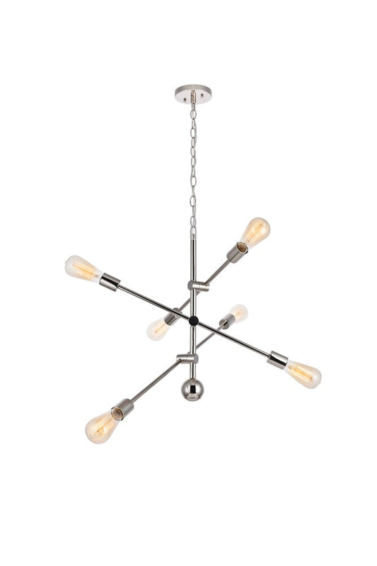 Elegant Furniture & Lighting - Axel 6 Lights polished Nickel Pendant - LD8007D29PN veiw 1