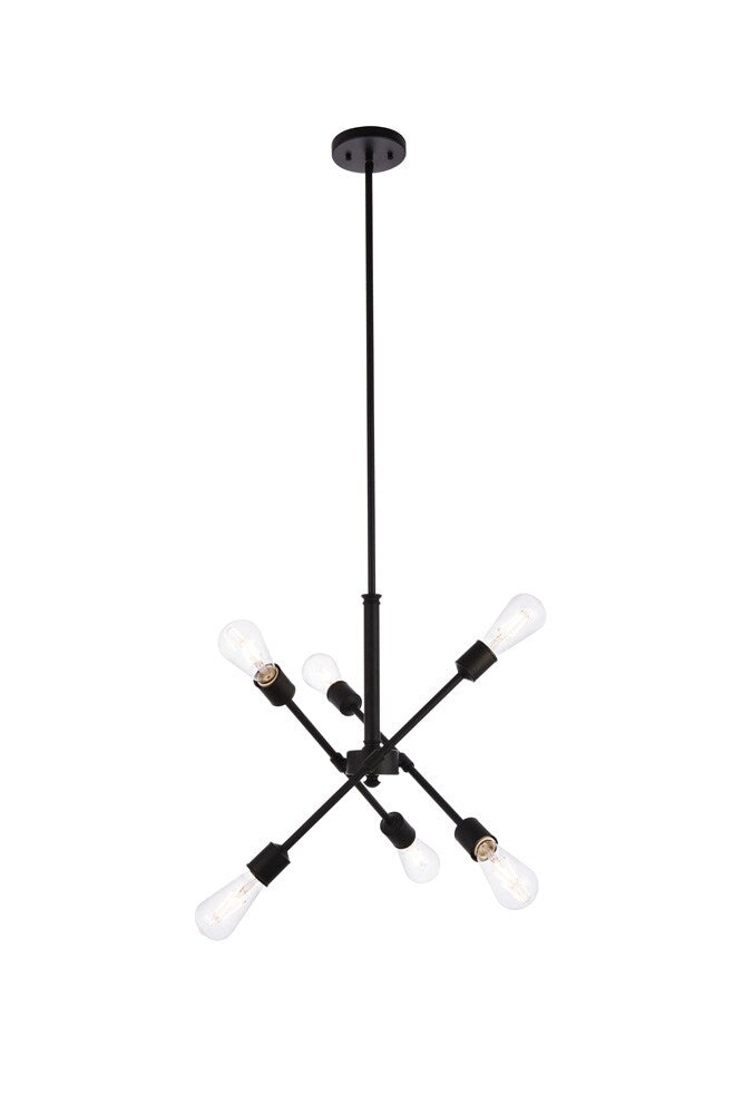 Elegant Furniture & Lighting - Axel 6 lights black pendant with hanging rod - LD8015D18BLA veiw 1