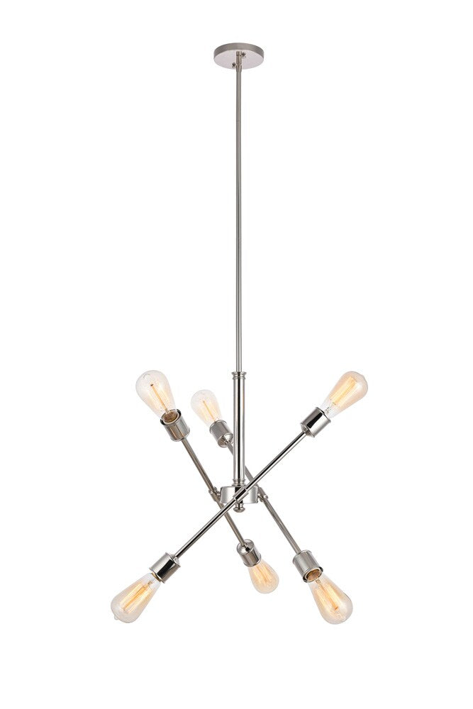 Elegant Furniture & Lighting - Axel 6 Lights polished Nickel Pendant - LD8016D18PN veiw 1