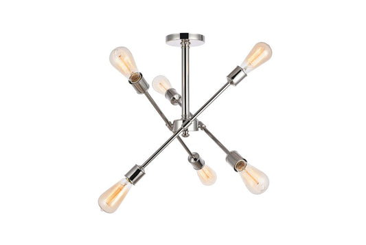 Elegant Furniture & Lighting - Axel 6 Lights polished Nickel Flush Mount - LD8003D17PN veiw 1
