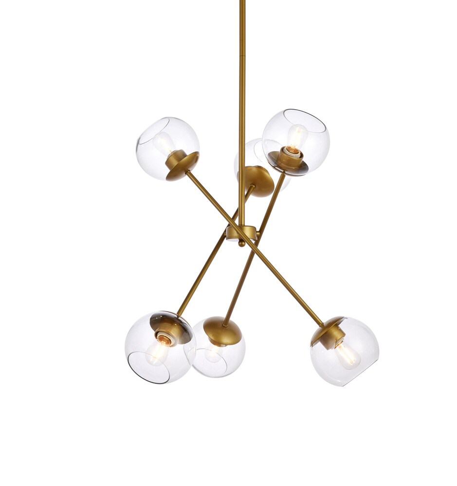 Elegant Furniture & Lighting - Axl 24 inch pendant in brass with clear shade - LD656D24BR veiw 1