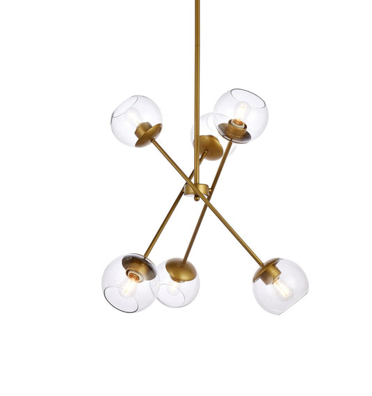 Elegant Furniture & Lighting - Axl 24 inch pendant in brass with clear shade - LD656D24BR veiw 1