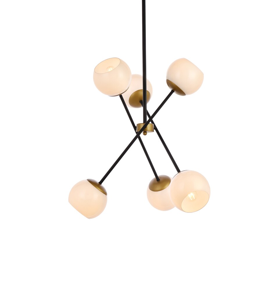 Elegant Furniture & Lighting - Axl 24 inch pendant in black and brass with white shade - LD657D24BRK veiw 1