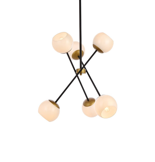 Elegant Furniture & Lighting - Axl 24 inch pendant in black and brass with white shade - LD657D24BRK veiw 1