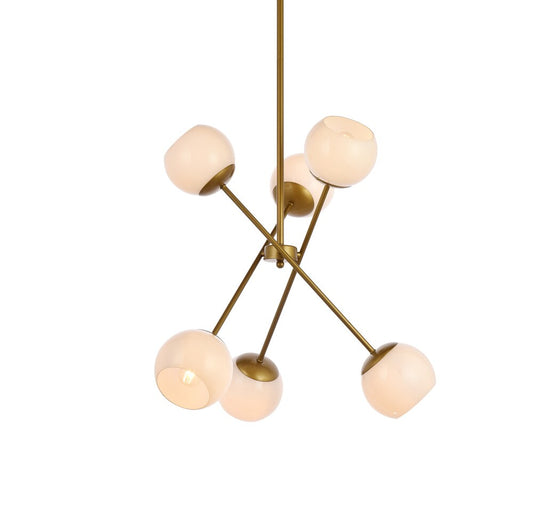Elegant Furniture & Lighting - Axl 24 inch pendant in brass with white shade - LD657D24BR veiw 1