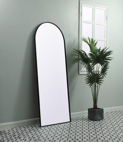 Elegant Furniture & Lighting - Ayra Metal Frame Arch Full Length Mirror 28x74 Inch in Black - MR1A2874BLK veiw 3