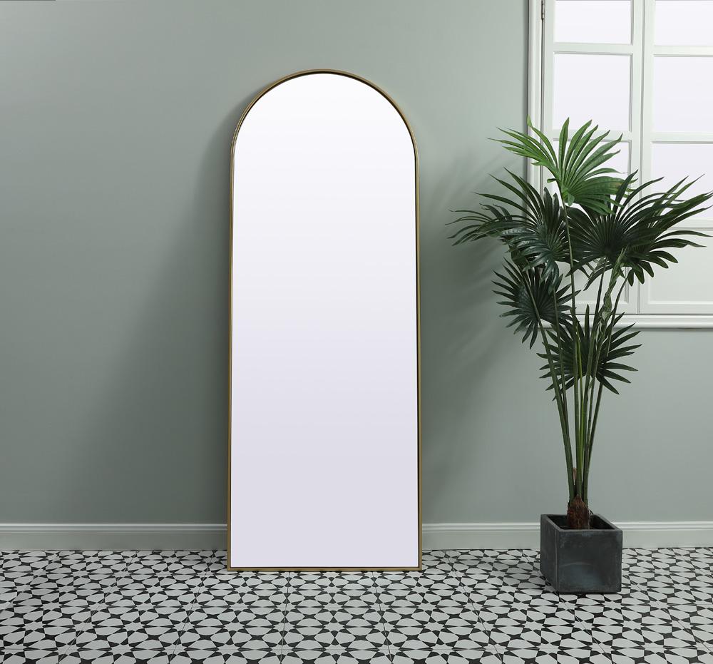 Elegant Furniture & Lighting - Ayra Metal Frame Arch Full Length Mirror 28x74 Inch in Brass - MR1A2874BRS veiw 2