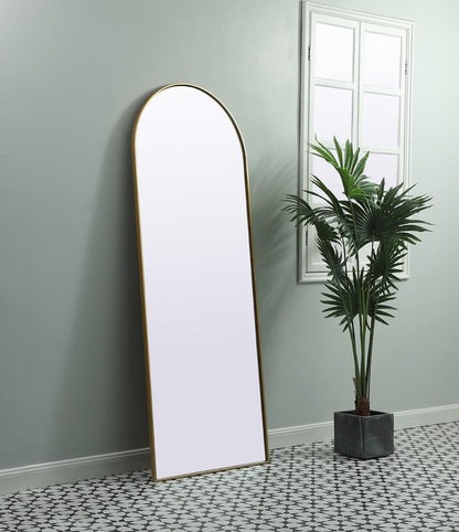 Elegant Furniture & Lighting - Ayra Metal Frame Arch Full Length Mirror 28x74 Inch in Brass - MR1A2874BRS veiw 3